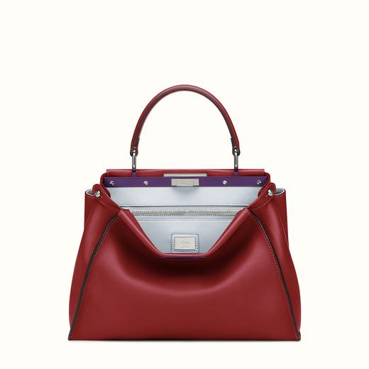 FENDI ピーカブー コピー レッドレザー ハンドバッグ 8BN2903ZNF03M5